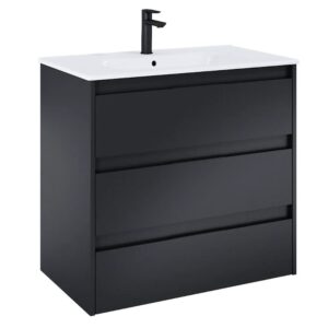 Тумба в ванную Roca Alpine Unik 805х460 подвесная, с умывальником, черный матовый (A852017532)