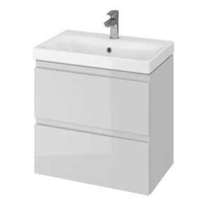 Тумба в ванную Cersanit Moduo Slim Сет B05 594х375 подвесная, с умывальником, серый (SZFZ1003806661)