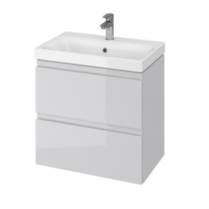 Тумба в ванную Cersanit Moduo Slim Сет B07 594х375 подвесная, с умывальником, серый (SZFZ1003806661)