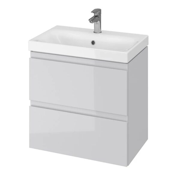 Тумба в ванную Cersanit Moduo Slim Сет B05 594х375 подвесная, с умывальником, серый (SZFZ1003806661)