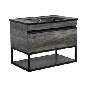 Тумба в ванную Aqua Rodos Loft-Iron 75х45 подвесная, с умывальником CeraStyle Arte, дерево (АР000082557)