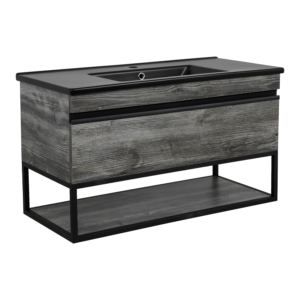 Тумба в ванную Aqua Rodos Loft-Iron 100х45 подвесная, с умывальником CeraStyle Arte, дерево (АР000082559)
