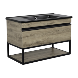 Тумба в ванную Aqua Rodos Loft-Iron 100х45 подвесная, с умывальником CeraStyle Arte, дерево (АР000082559) (Копировать)