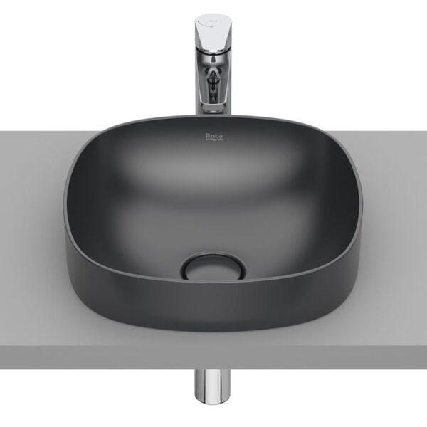Раковина накладная Roca Inspira 370x370 овальная, черная матовая (A32750R640)