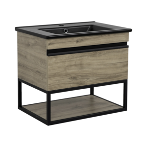 Тумба в ванную Aqua Rodos Loft-Iron 65х45 подвесная, с умывальником CeraStyle Arte, дерево (АР000082552)