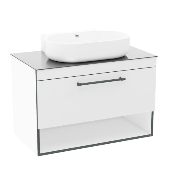 Тумба в ванную Imprese Black Edge 91х52 подвесная, со столешницей, белая (f32119W)