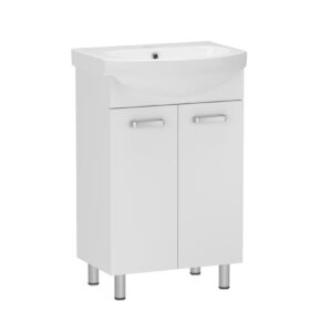 Тумба в ванную RJ Soft-E 56х45 напольная, с умывальником RJ Solas, белый (RJFU021-0156WHSET(RJFU021-0156WH+101456UA))