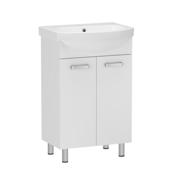 Тумба в ванную RJ Soft-E 56х45 напольная, с умывальником RJ Solas, белый (RJFU021-0156WHSET(RJFU021-0156WH+101456UA))