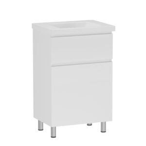Тумба в ванную RJ Flora-Xo 50х40 напольная, с умывальником Moduo, белый (RJFU073-0150WHSET(RJFU073-0150WH + K116-009))