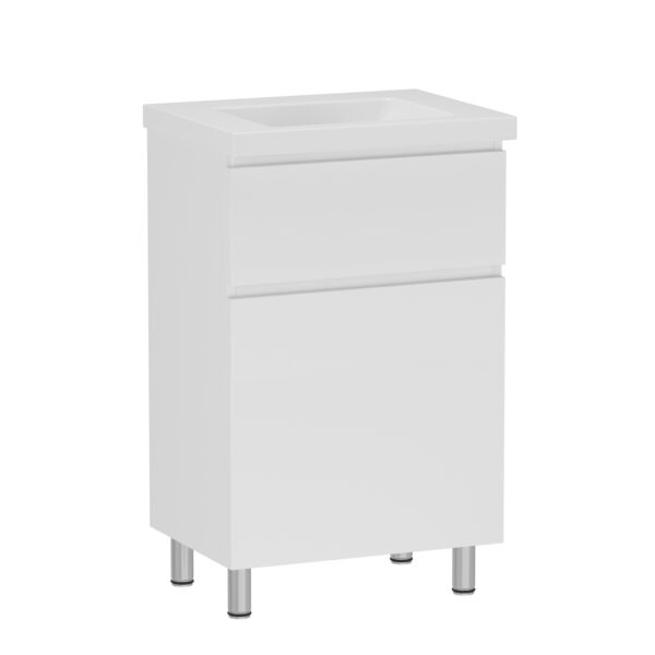 Тумба в ванную RJ Flora-Xo 50х40 напольная, с умывальником Moduo, белый (RJFU073-0150WHSET(RJFU073-0150WH + K116-009))