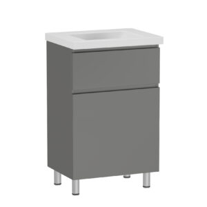 Тумба в ванную RJ Flora-XO 60х44 напольная, с умывальником Moduo, серый (RJFU073-0160GRSET(RJFU073-0160GR + K116-011))