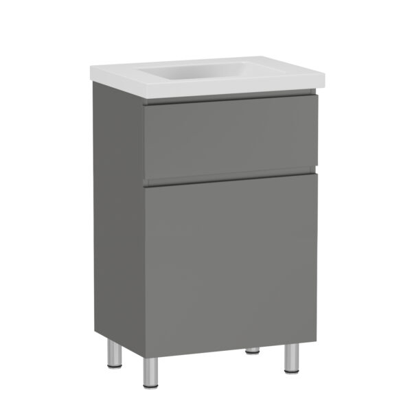 Тумба в ванную RJ Flora-XO 60х44 напольная, с умывальником Moduo, серый (RJFU073-0160GRSET(RJFU073-0160GR + K116-011))