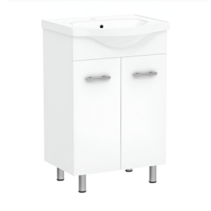 Тумба в ванную RJ Lotus-L 55х49 напольная, с умывальником RJ Lotus, белый (RJFU007-0155WHSET(RJFU007-0155WH+RZJ200))