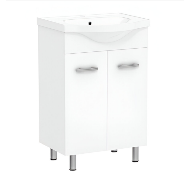 Тумба в ванную RJ Lotus-L 55х49 напольная, с умывальником RJ Lotus, белый (RJFU007-0155WHSET(RJFU007-0155WH+RZJ200))
