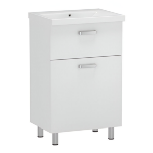 Тумба в ванную RJ Flora-L 60х45 напольная, с умывальником Moduo, белый (RJFU042-0160WHSET(RJFU042-0160WH + K116-011))