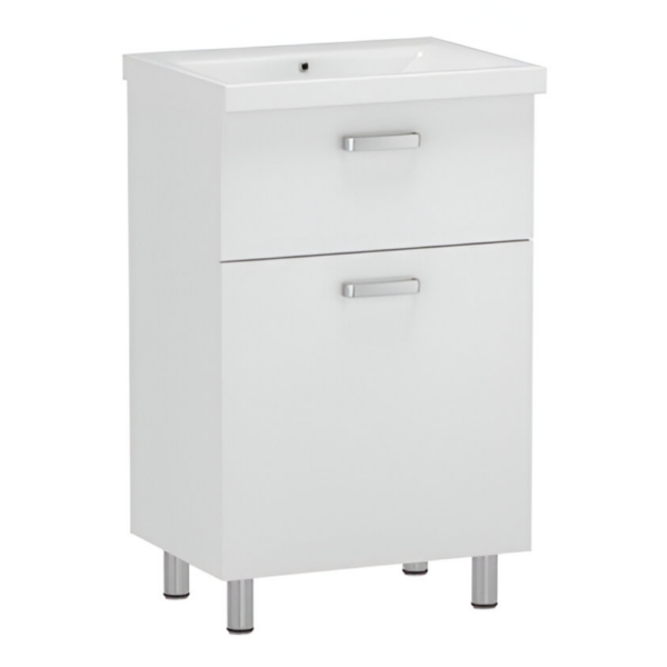 Тумба в ванную RJ Flora-L 60х45 напольная, с умывальником Moduo, белый (RJFU042-0160WHSET(RJFU042-0160WH + K116-011))