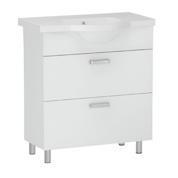Тумба в ванную RJ Tulip-L 55х40 напольная, с умывальником Tulip, белый (RJFU052-0155WHSET(RJFU052-0155WH + RJFU081-0))