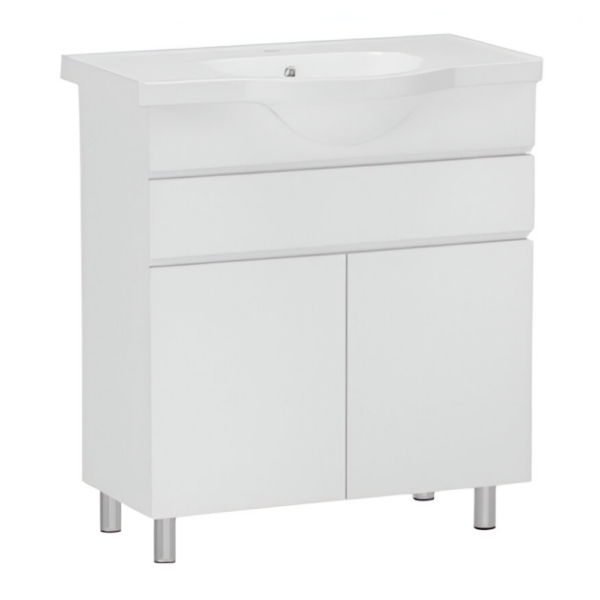 Тумба в ванную RJ Iris-Xo 65х40 напольная, с умывальником RJ Lotus, белый (RJFU034-0165WHSET(RJFU034-0165WH + RZJ201))