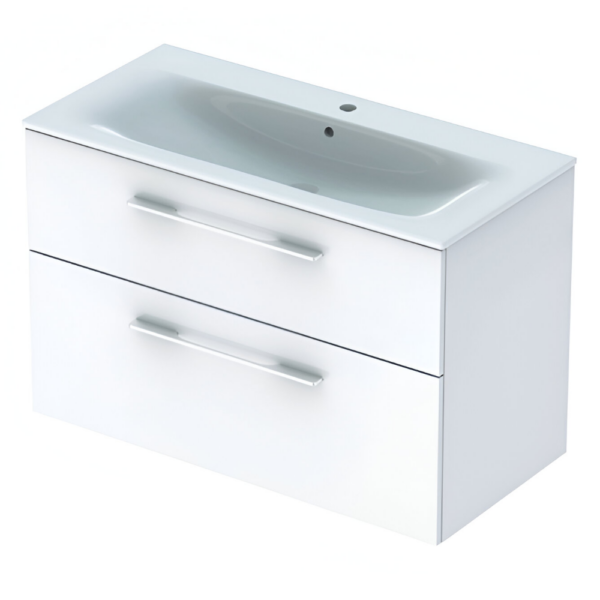 Тумба в ванную Geberit Selnova Square 100х48 подвесная, с умывальником, белый (501.244.00.1)