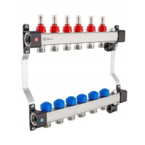 Коллектор теплого пола KAN InoxFlow UFS 1″x3/4″ 6 выходов, c расходомерами (1316157070)