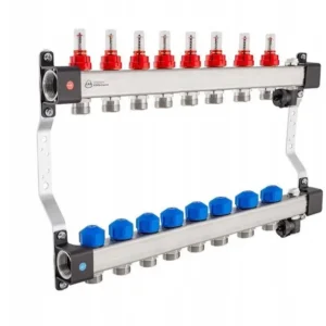 Коллектор теплого пола KAN InoxFlow UFST 1″x3/4″ 9 выходов, c расходомерами (1316157084)