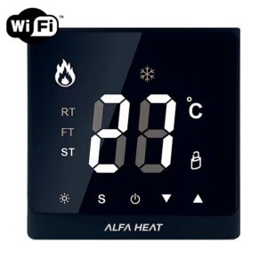 Терморегулятор для теплого пола Alfa Heat Smart WI-FI 3600 Вт программируемый, черный