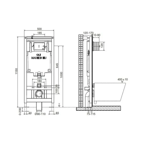 Комплект 2в1 инсталляция для унитаза Oli 80 (885342)