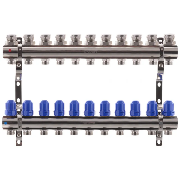 Коллектор теплого пола Koer KR.1100-011 1″x3/4″ 11 выходов, без расходомеров (KR2637)