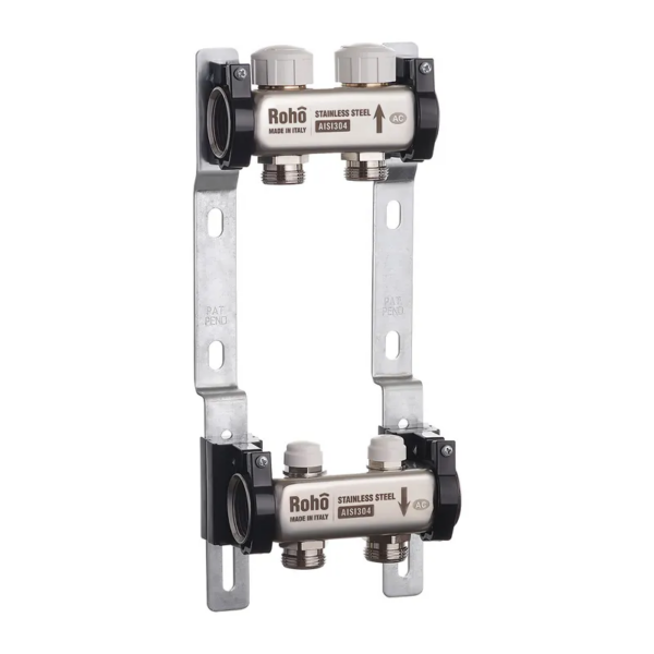 Коллектор теплого пола Roho R805-02 1″x3/4″ 2 выходов, без расходомеров (RO0056)