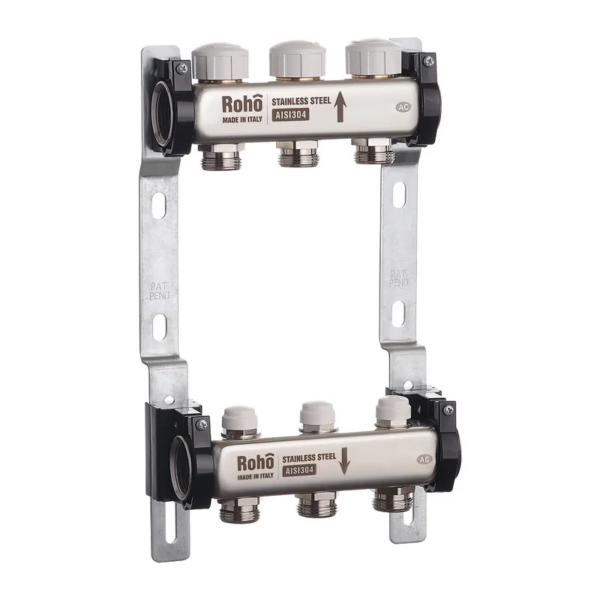 Коллектор теплого пола Roho R805-03 1″x3/4″ 3 выходов, без расходомеров (RO0057)