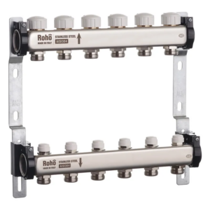Коллектор теплого пола Roho R805-06 1″x3/4″ 6 выходов, без расходомеров (RO0060)