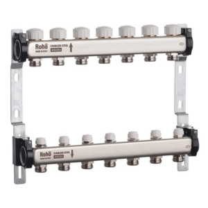 Коллектор теплого пола Roho R805-07 1″x3/4″ 7 выходов, без расходомеров (RO0061)
