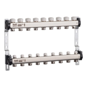 Коллектор теплого пола Roho R805-09 1″x3/4″ 9 выходов, без расходомеров (RO0063)