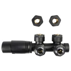 Термостатический комплект Warm Well 1/2″ ВН угловой, черный матовый