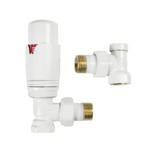 Термостатический комплект Warm Well 1/2″ ВН угловые, белый матовый