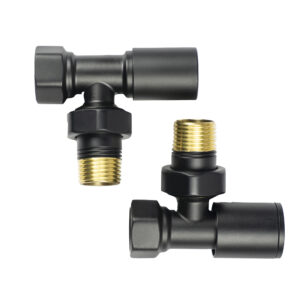 Краны радиаторные Warm Well 1/2″ ВН угловые, черный матовый (2шт.)