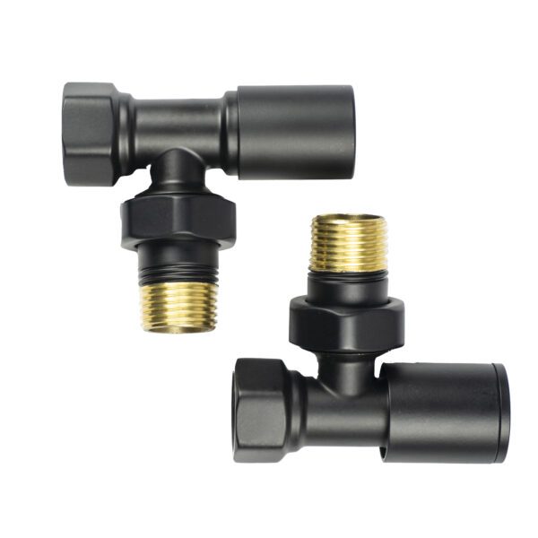 Краны радиаторные Warm Well 1/2″ ВН угловые, черный матовый (2шт.)