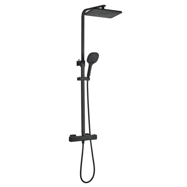 Душевая система Globus Lux Termostatic с изливом, латунь, черная матовая (GLQ-0040T-BB)
