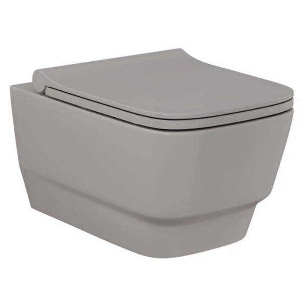 Подвесной унитаз Lucco Bello 530х350 прямоугольный, с сиденьем Soft Close, матовый бежевый