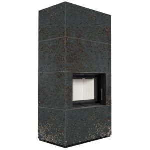 Камин на дровах Kratki FLOKI BOX 8 кВт керамогранит, oxide nero