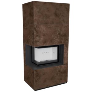 Камин на дровах Kratki FLOKI BOX L 8 кВт керамогранит, oxide moro