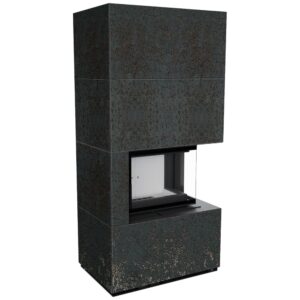 Камин на дровах Kratki FLOKI BOX P 8 кВт керамогранит, oxide nero