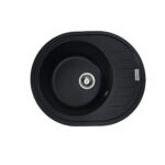 Гранітна мийка Valeso Soul 620х500 врізна, овальна, матова чорна