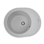 Гранітна мийка Valeso Soul 620х500 врізна, овальна, матова біла в точку