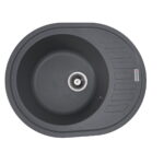 Гранітна мийка Valeso Soul 620х500 врізна, овальна, матова сіра