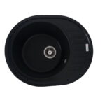 Гранітна мийка Valeso Soul 620х500 врізна, овальна, матова чорна металік