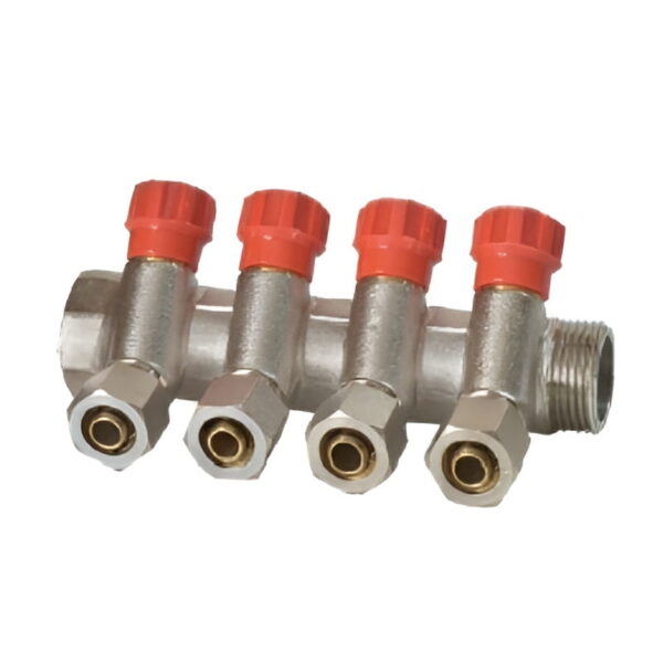 Коллектор для воды Euroaqua 3/4″x1/2″ с 4 выходами, латунь