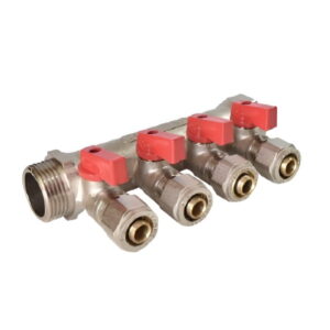Коллектор для воды Euroaqua 3/4″x1/2″ с 4 выходами, латунь