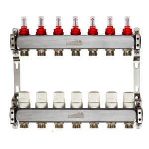 Коллектор теплого пола Euroaqua 1″x3/4″ 7 выходов, c расходомерами