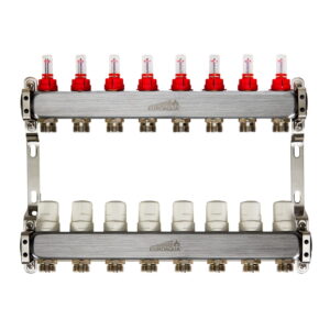 Коллектор теплого пола Euroaqua 1″x3/4″ 8 выходов, c расходомерами